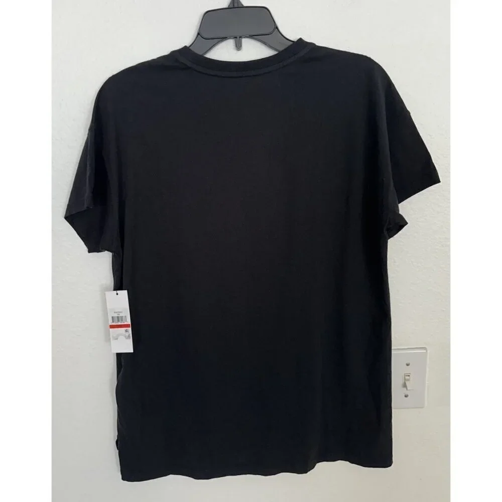 DKNY Sport Women's Cotton Embossed Logo High-Low T-Shirt Black XS New